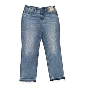 NWT Madewell Curvy Mid Rise 90s Straight Acid Wash Distressed Raw Hem Sz 31 $138